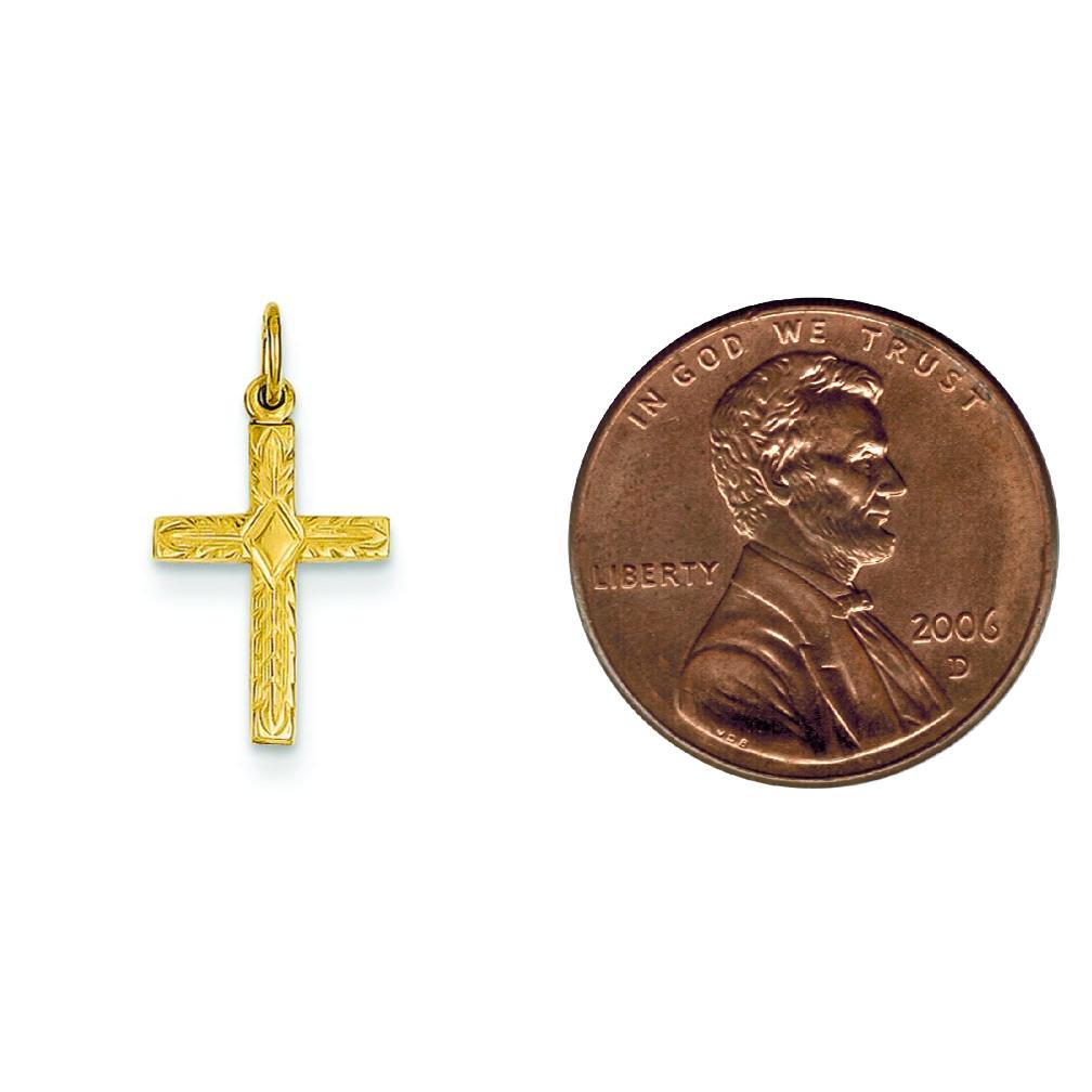 14K Gold Cross Charm