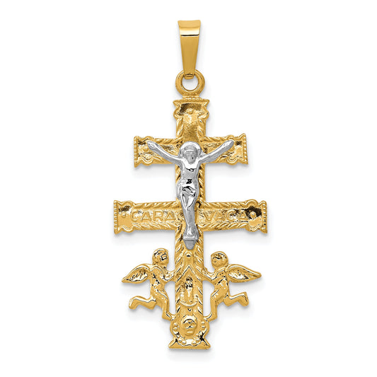 14K Two Tone Gold Caravaca Cross Pendant