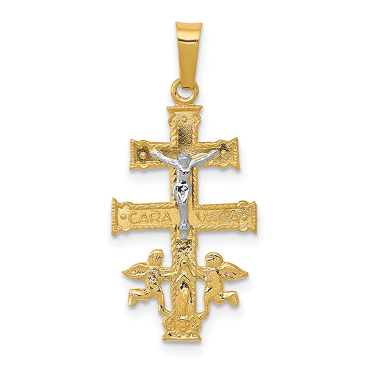 14K Two Tone Gold Caravaca Cross Pendant