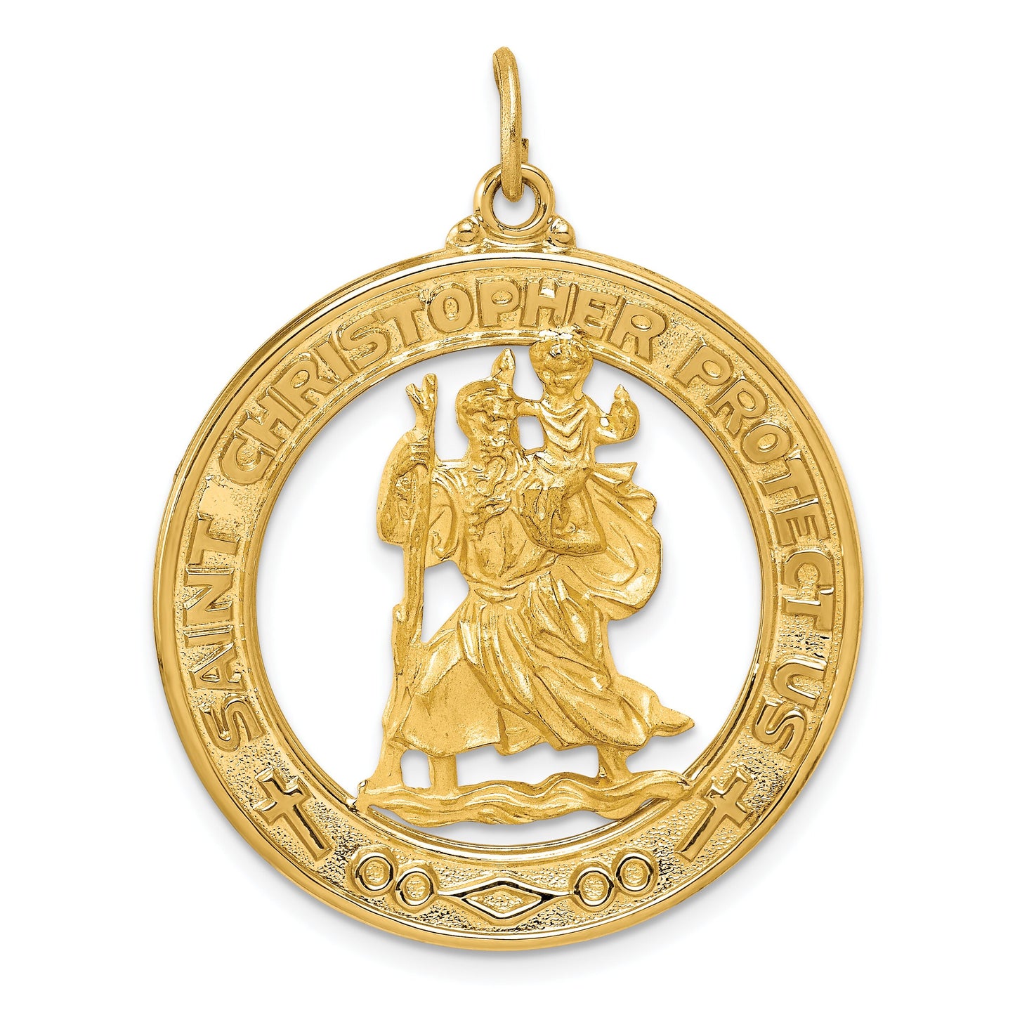 14K Gold Saint Christopher Medal Pendant