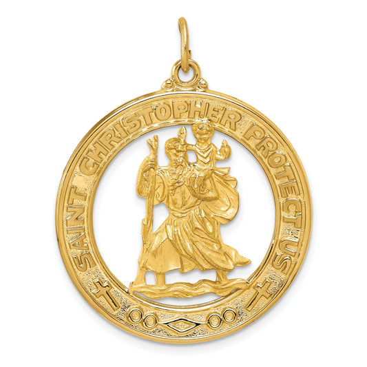14K Gold Saint Christopher Medal Pendant