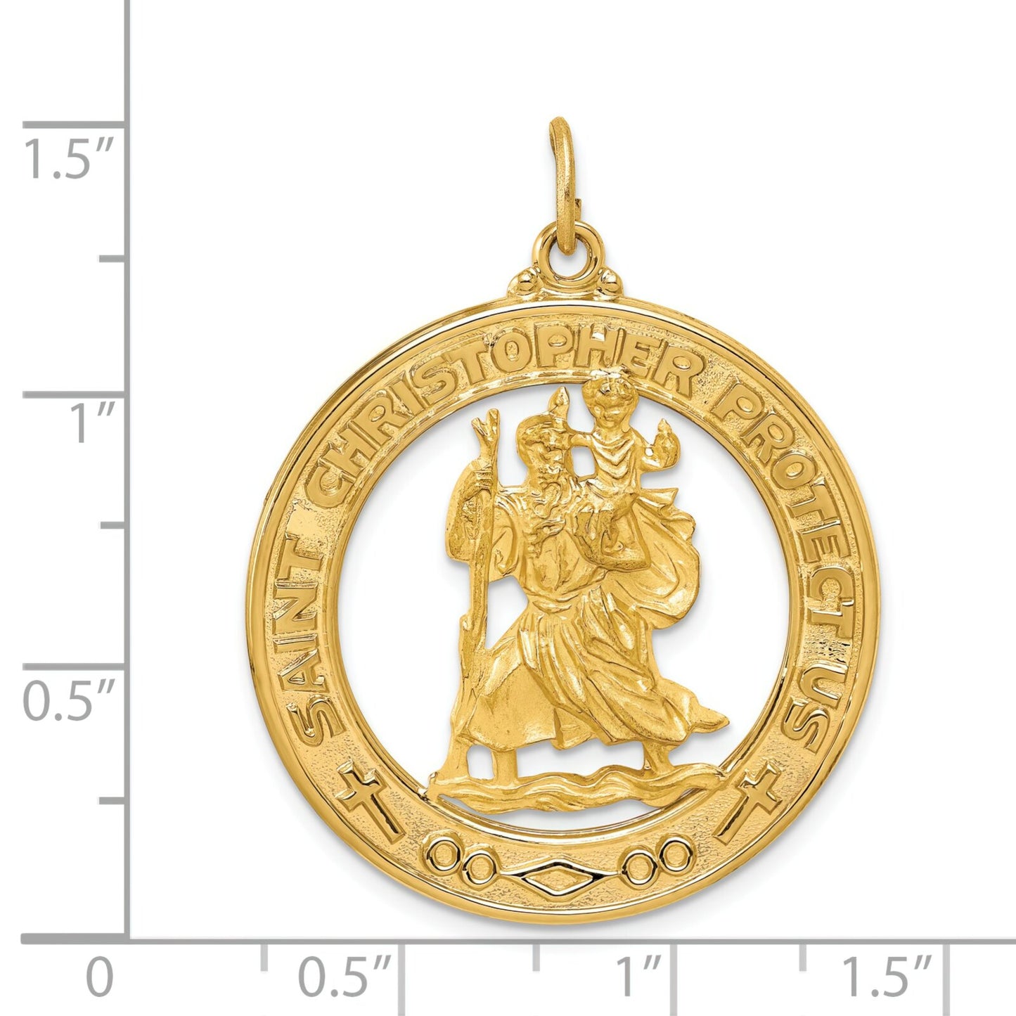 14K Gold Saint Christopher Medal Pendant