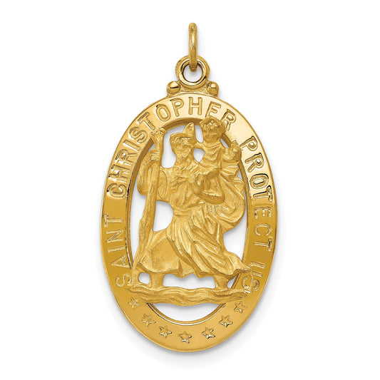 14K Gold Saint Christopher Medal Pendant