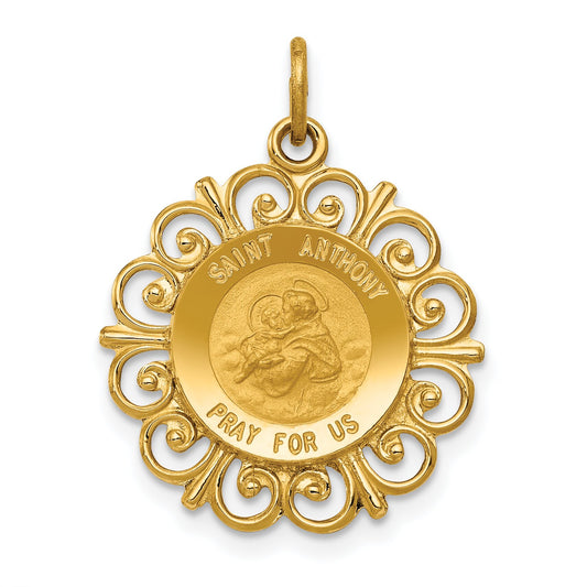 14K Gold Saint Anthony Medal Pendant
