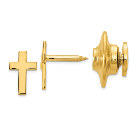14K Gold Cross Tie Tac