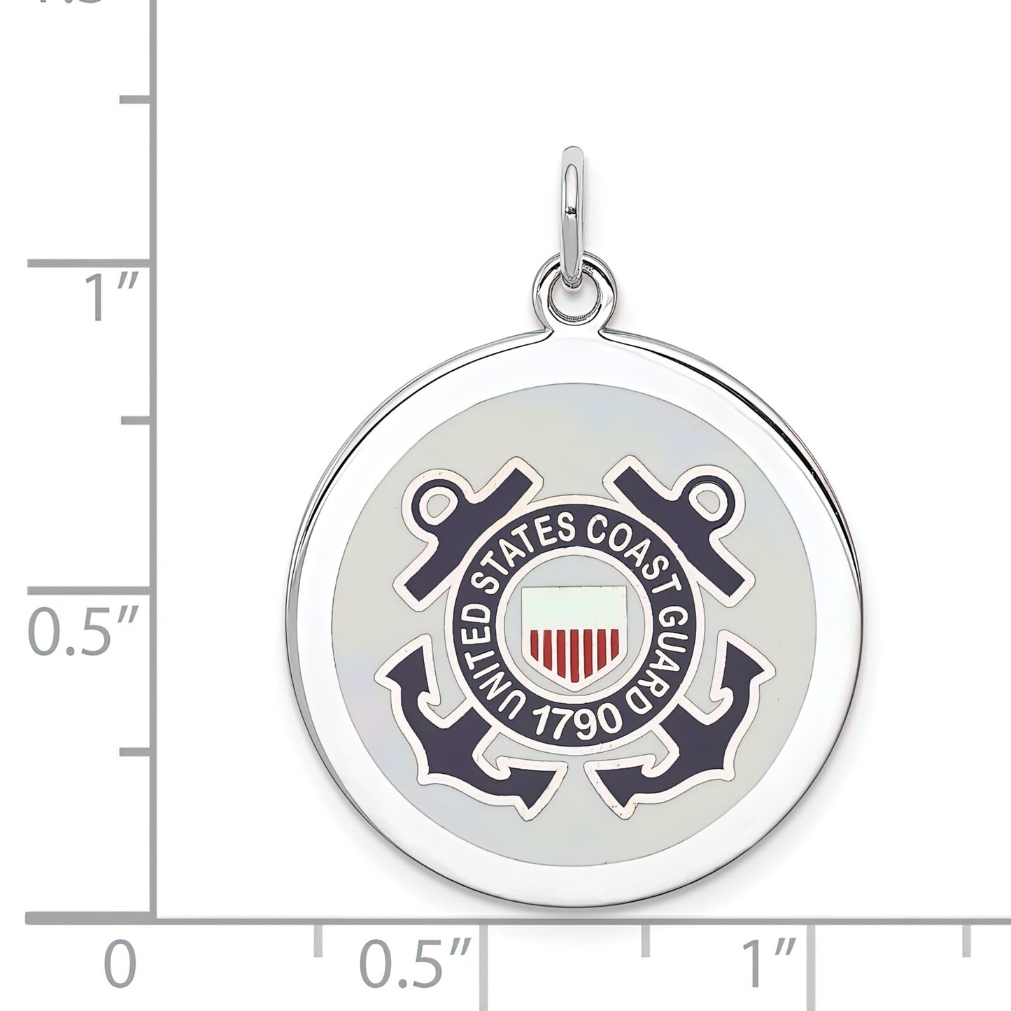 Sterling Silver U.S. Coast Guard Round Charm