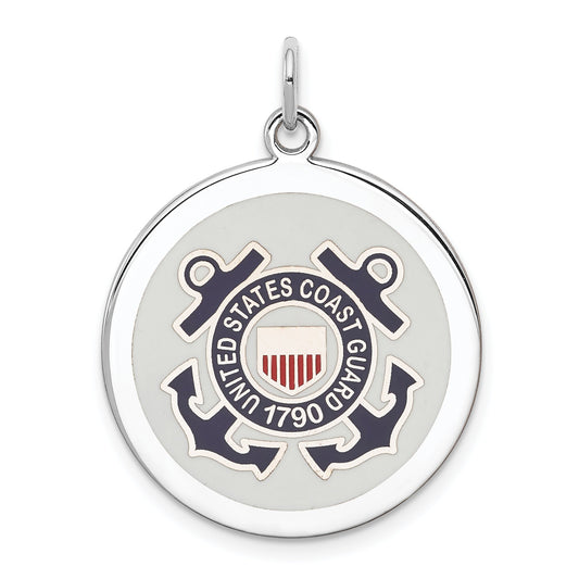Sterling Silver U.S. Coast Guard Round Charm