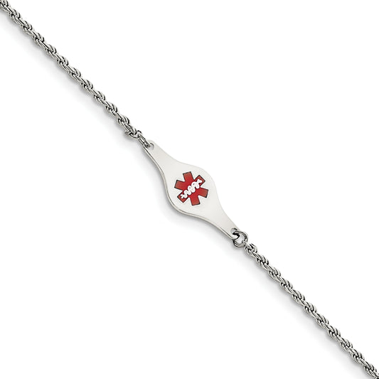 Sterling Silver Rope Medical ID Bracelet