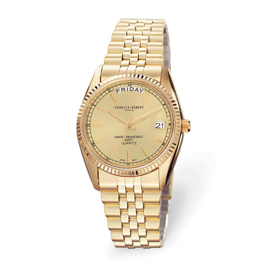 Men Charles Hubert Gold Plated Wrist Watch