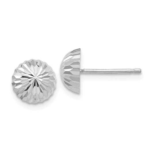 14K White Gold Half Ball Stud Earrings 8mm