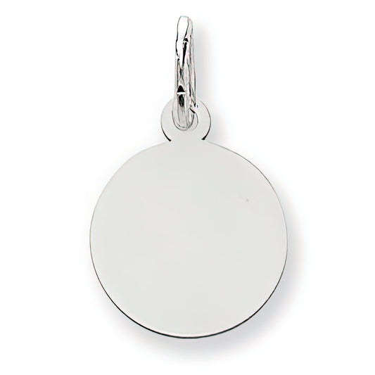 14K White Gold Disc Round Charm