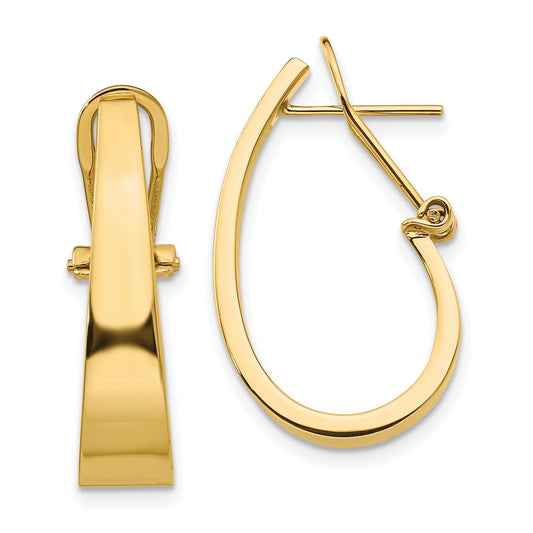 14K Gold J Hoop Omega Back Earrings