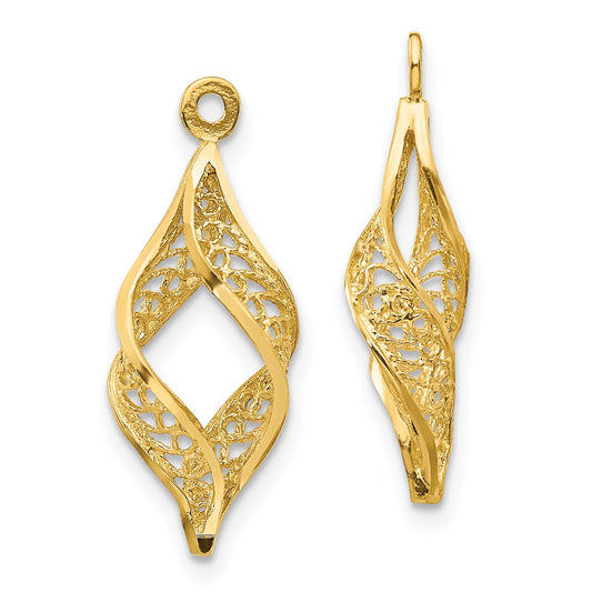 14K Gold Filigree Swirl Earring Jackets