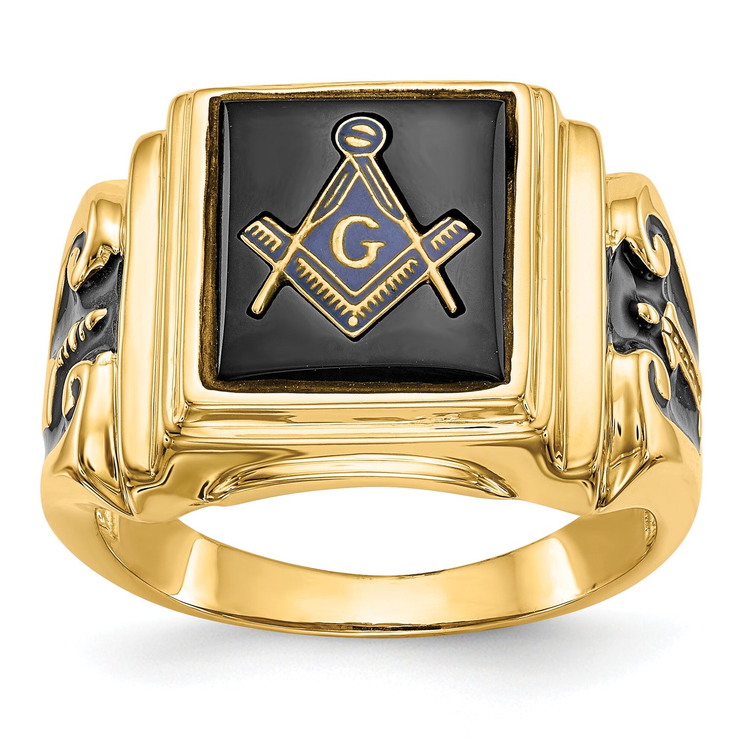 14K Gold Masonic Mens Ring Sz 10