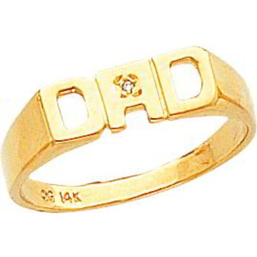 14K Gold Diamond Dad Mens Ring Sz 10