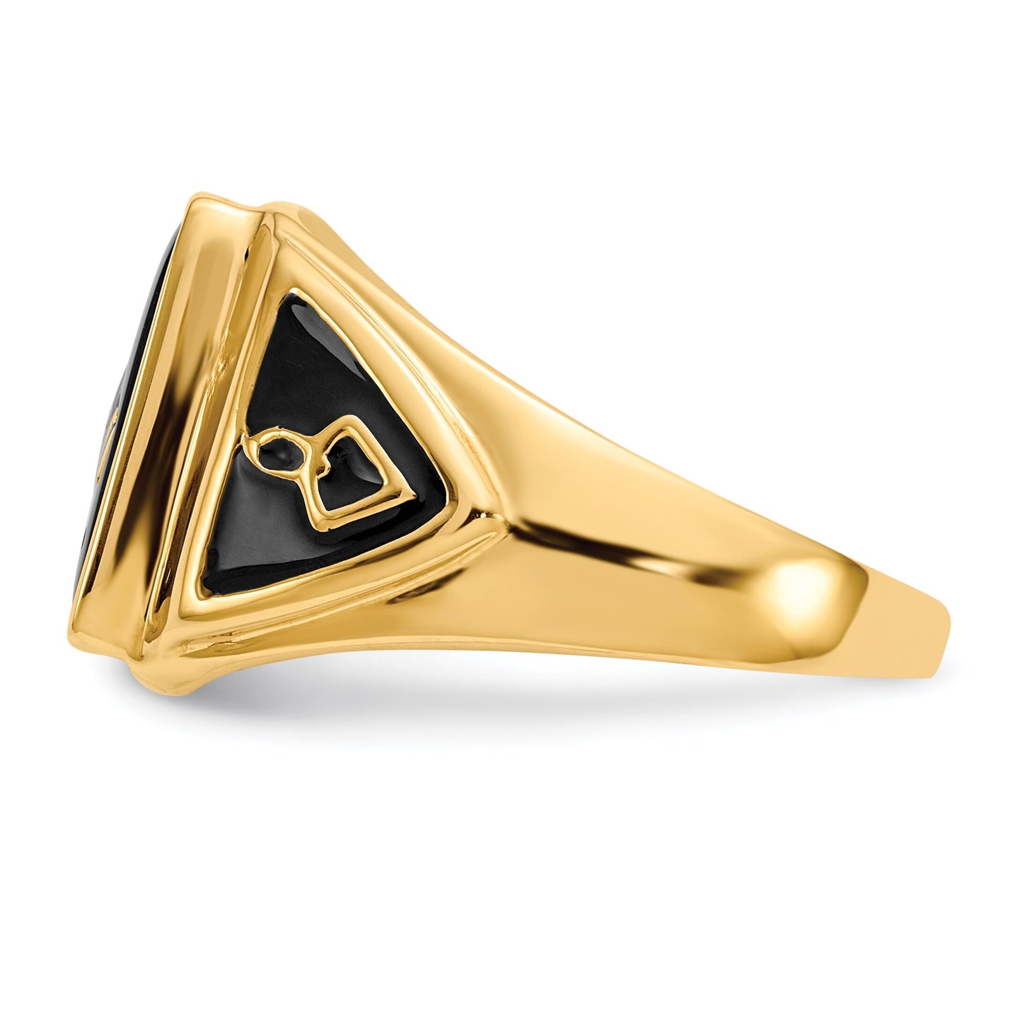 14K Gold Onyx Masonic Mens Ring Sz 10