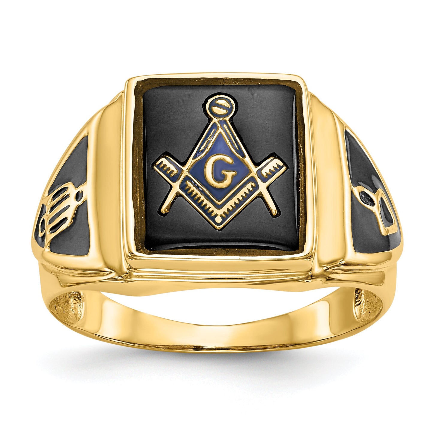 14K Gold Onyx Masonic Mens Ring Sz 10
