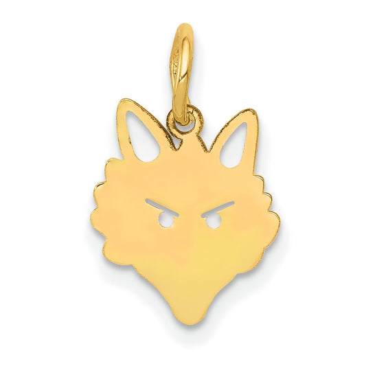 14K Gold Polished Fox Head Charm