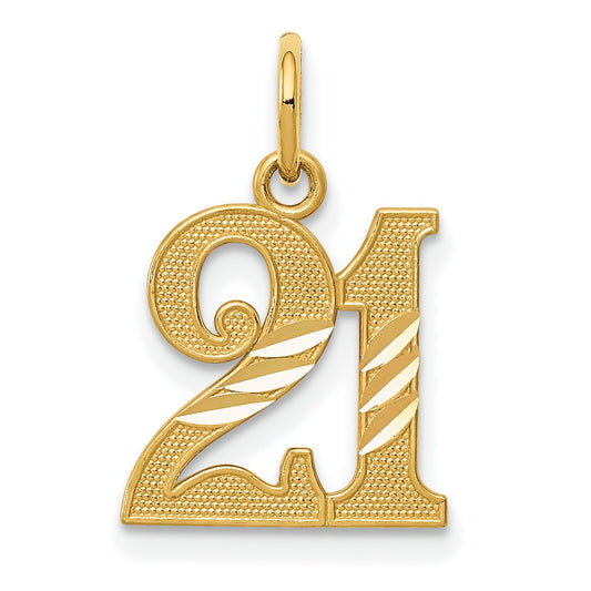 14K Gold Diamond Cut 21 Pendant