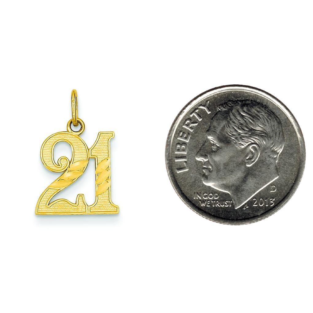 14K Gold Diamond Cut 21 Pendant