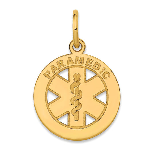 14K Gold Small High Polish Paramedic Medical Pendant