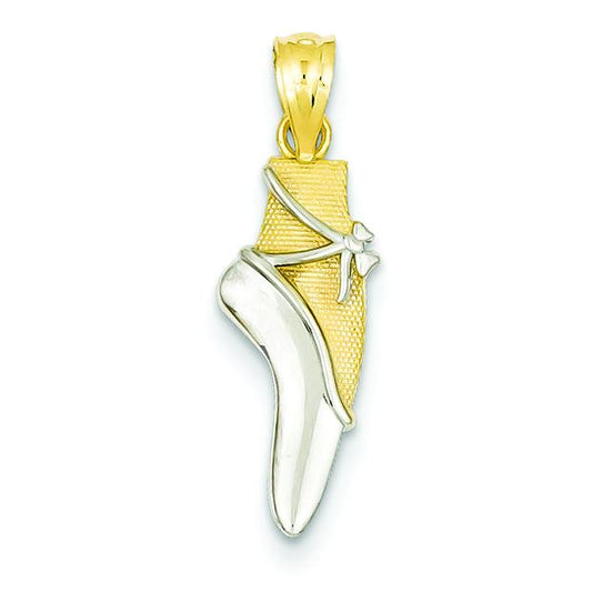 14K Gold & Rhodium Ballet Shoe Pendant