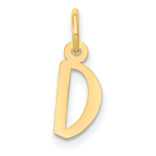 Slanted Block Initial "D" Charm 14K Gold