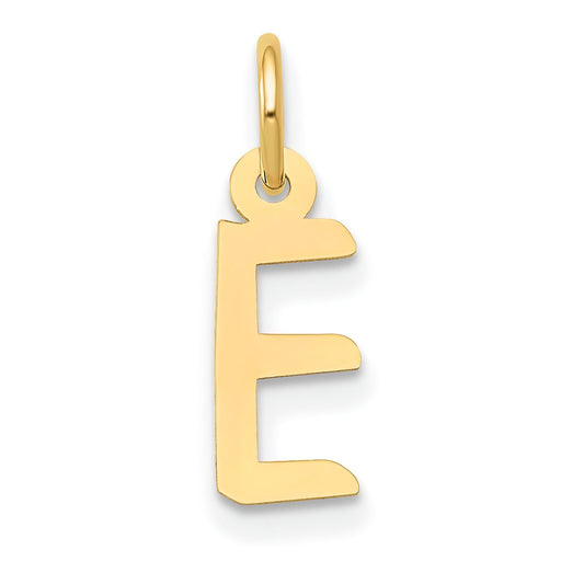 Slanted Block Initial "E" Charm 14K Gold