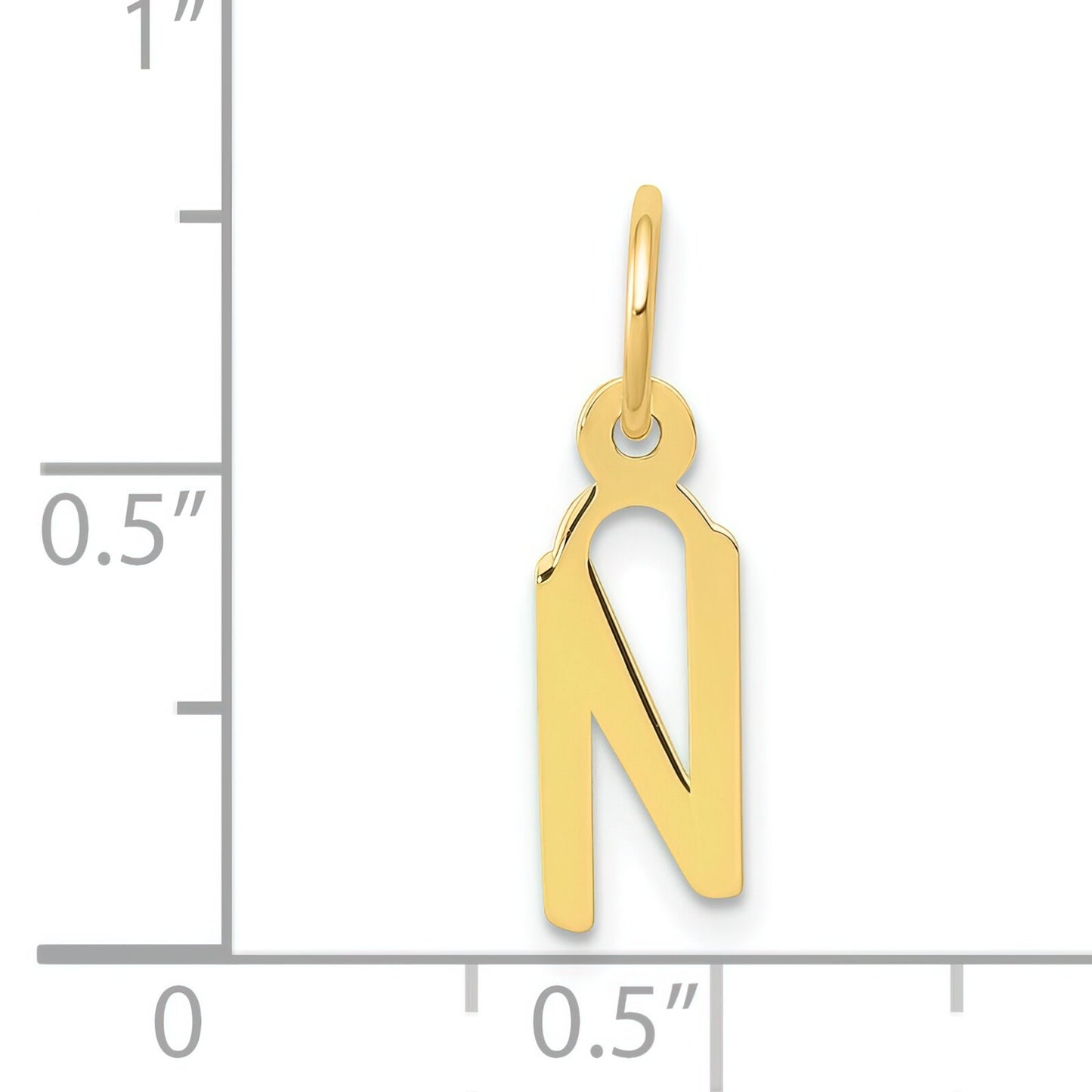 Slanted Block Initial "N" Charm 14K Gold
