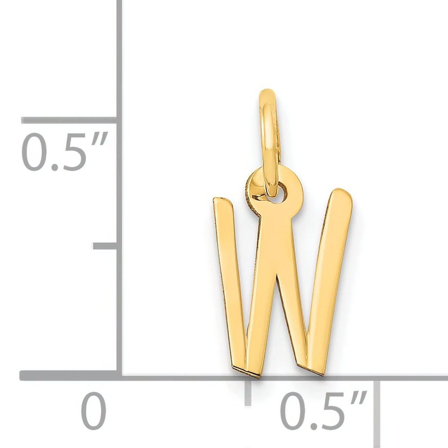 Slanted Block Initial "W" Charm 14K Gold