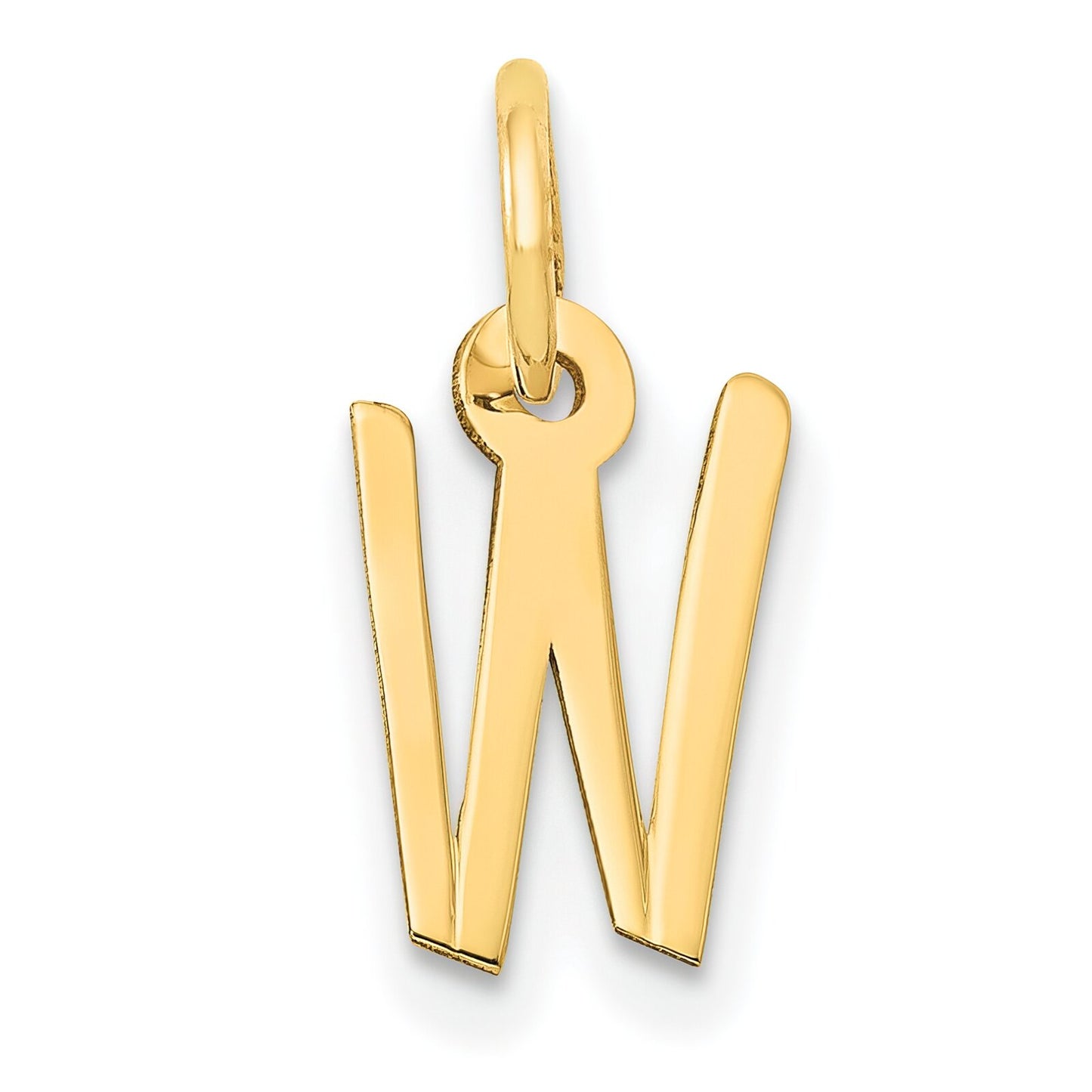 Slanted Block Initial "W" Charm 14K Gold