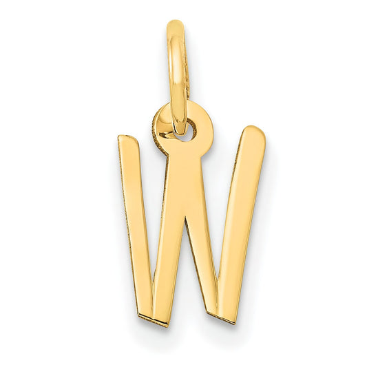 Slanted Block Initial "W" Charm 14K Gold