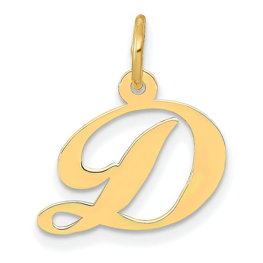 Fancy Cursive Letter "D" Charm 14K Gold