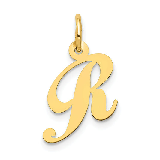 Fancy Cursive Letter "R" Charm 14K Gold