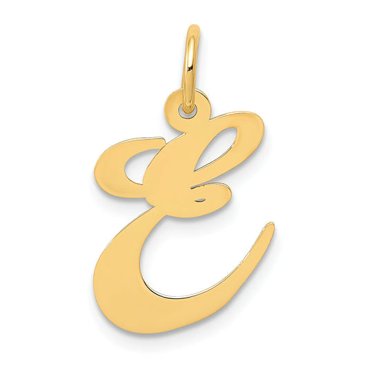Fancy Cursive Letter "E" Charm 14K Gold