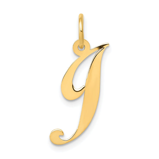 Fancy Cursive Letter "J" Charm 14K Gold