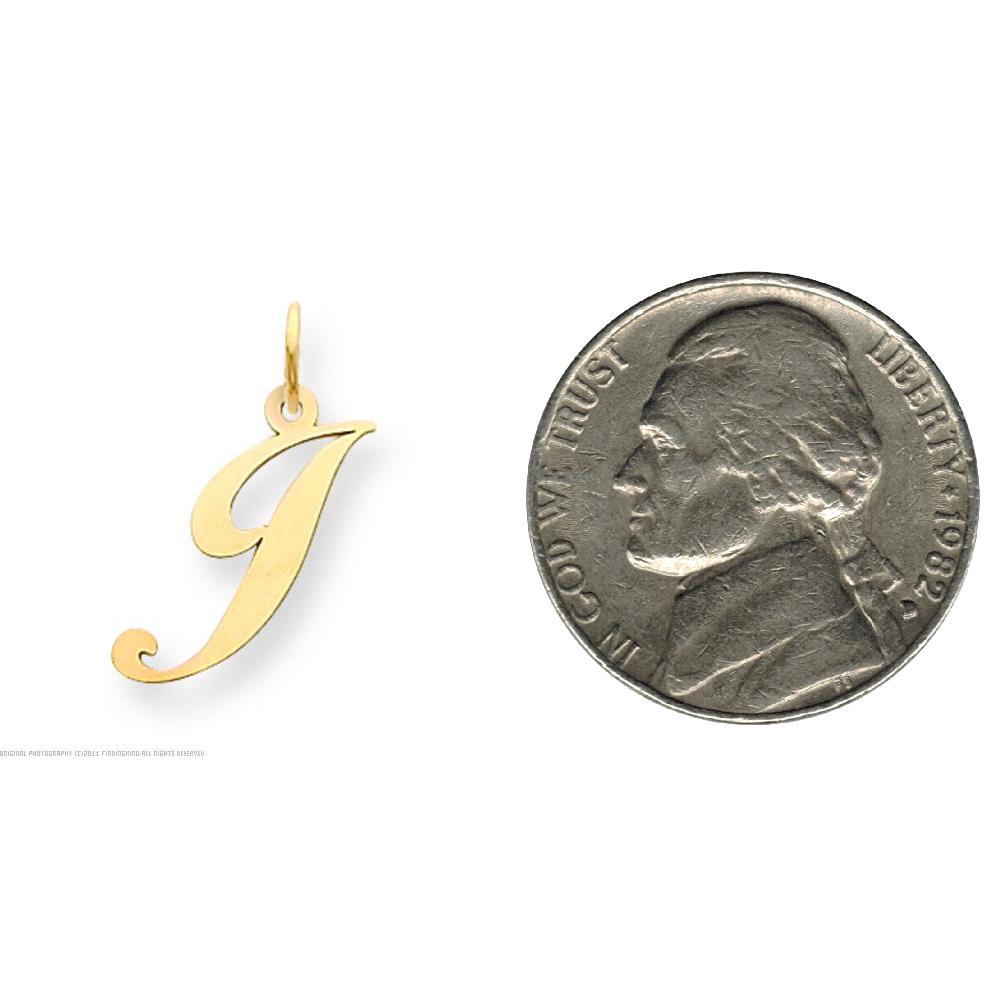 Fancy Cursive Letter "J" Charm 14K Gold