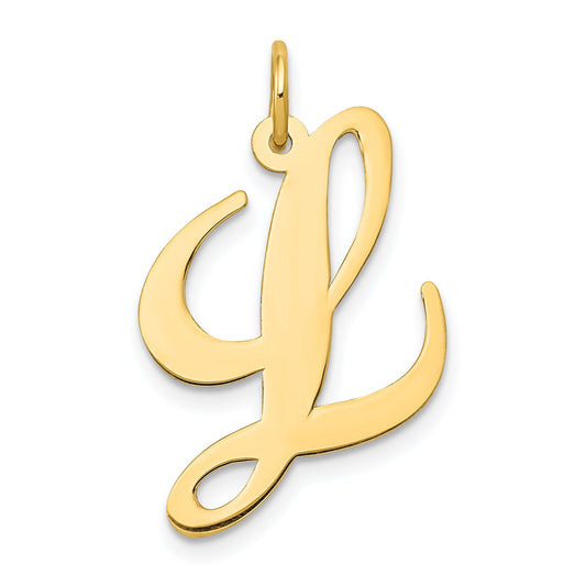 Fancy Cursive Letter "L" Charm 14K Gold