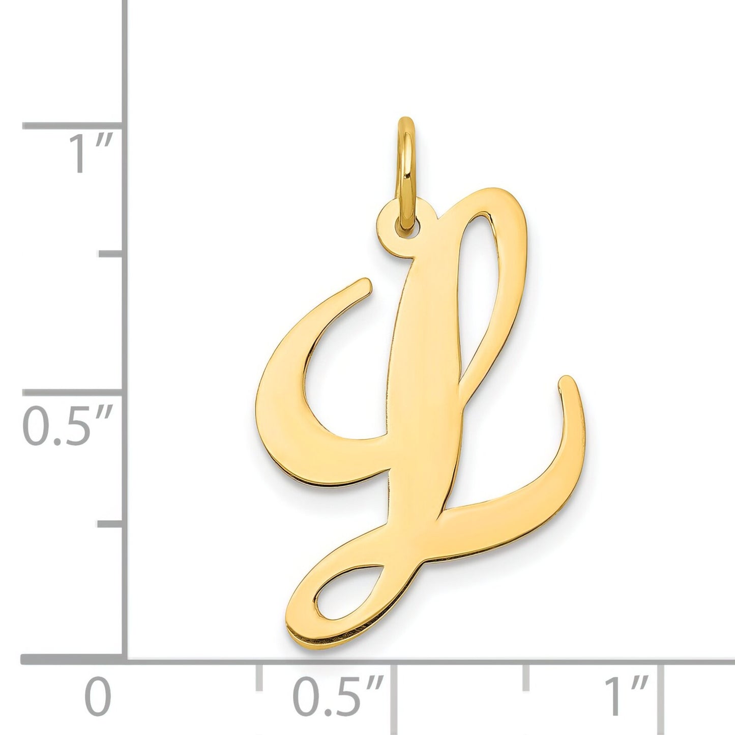 Fancy Cursive Letter "L" Charm 14K Gold