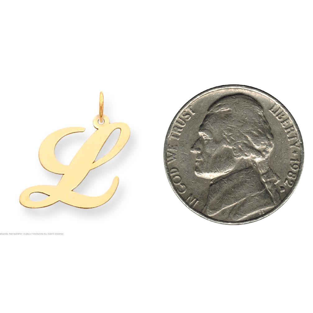 Fancy Cursive Letter "L" Charm 14K Gold