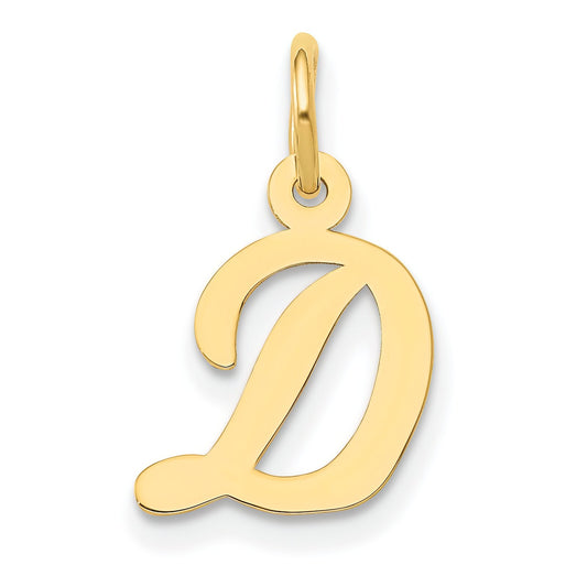 Cursive Letter "D" Charm 14k Gold