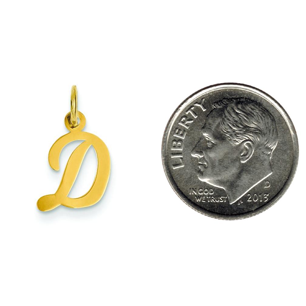 Cursive Letter "D" Charm 14k Gold
