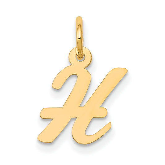 Cursive Letter "H" Charm 14k Gold