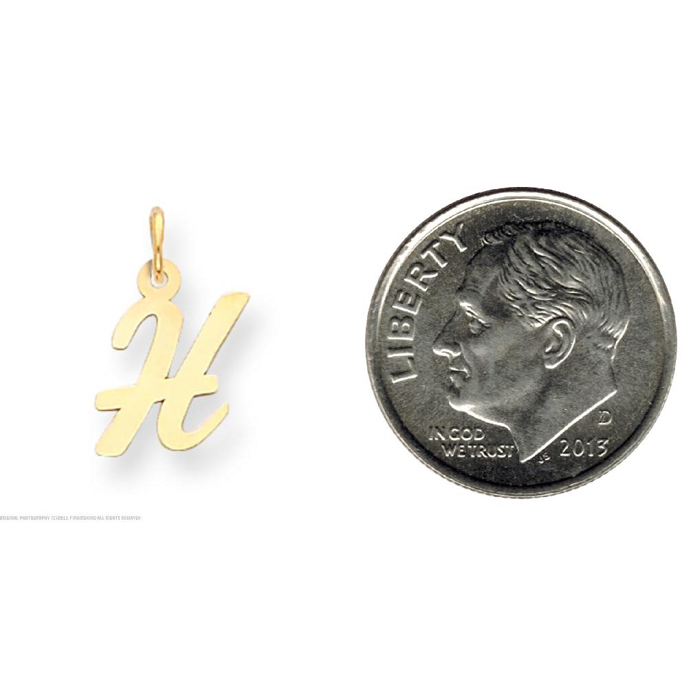 Cursive Letter "H" Charm 14k Gold