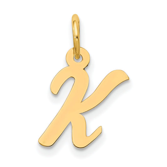 Cursive Letter "K" Charm 14k Gold