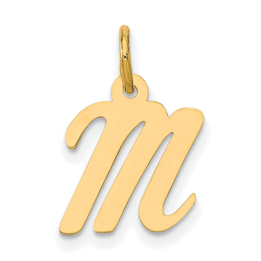 Cursive Letter "M" Charm 14k Gold