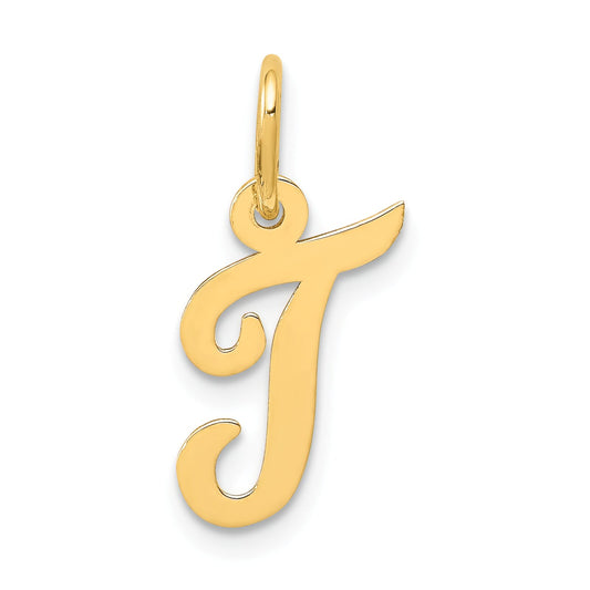 Cursive Letter "T" Charm 14k Gold