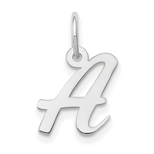 Cursive Letter "A" Charm 14k White Gold