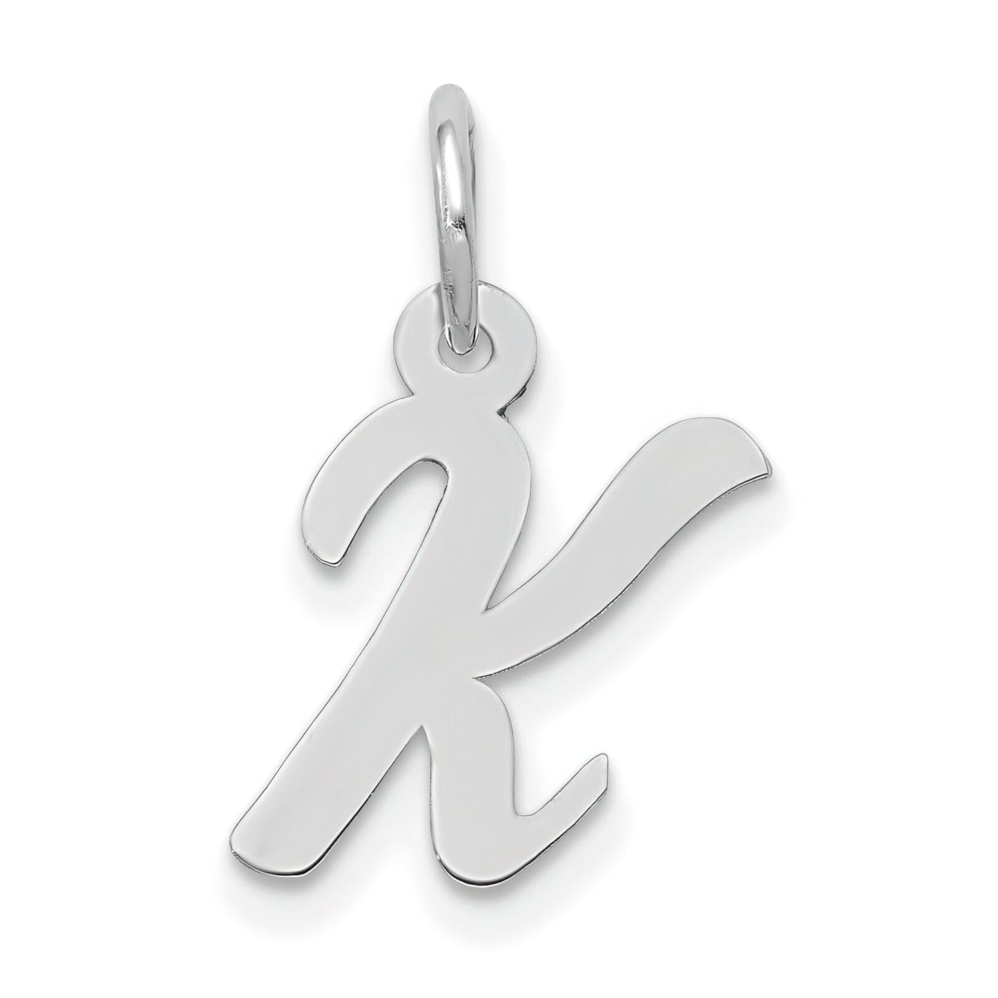 Cursive Letter "K" Charm 14k White Gold