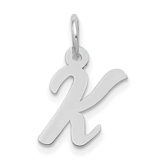 Cursive Letter "K" Charm 14k White Gold